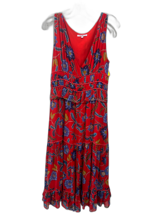 Rebecca Minkoff Size 8 Red, Navy, Multi Polyester Sleeveless Surplice Maxi Dress Red, Navy, Multi / 8