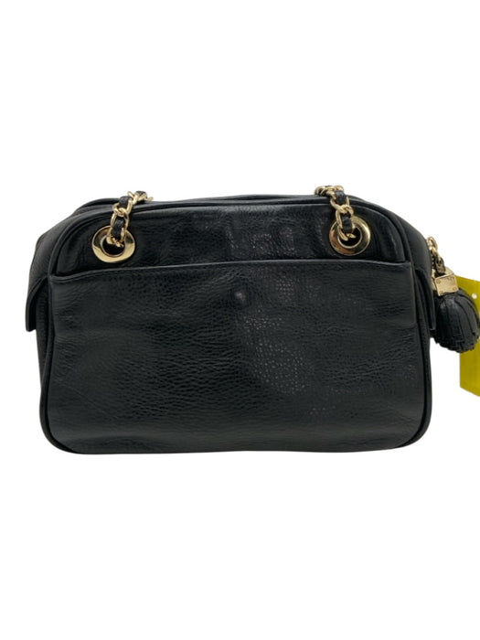 Tory Burch Black Leather Braided Chain Zip Close Dust bag incl. Bag Black