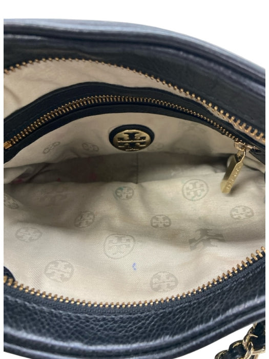 Tory Burch Black Leather Braided Chain Zip Close Dust bag incl. Bag Black