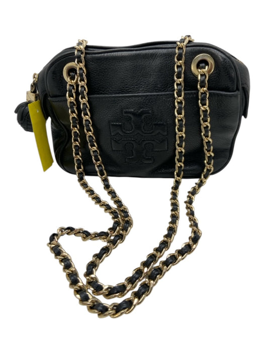 Tory Burch Black Leather Braided Chain Zip Close Dust bag incl. Bag Black