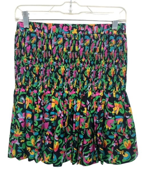 Tanya Taylor Size S Black, Green, Multi Cotton Smocked Waist Band Skirt Black, Green, Multi / S