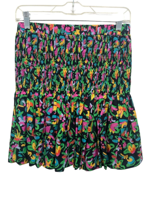 Tanya Taylor Size S Black, Green, Multi Cotton Smocked Waist Band Skirt Black, Green, Multi / S