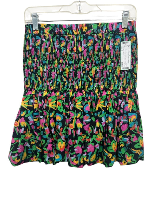 Tanya Taylor Size S Black, Green, Multi Cotton Smocked Waist Band Skirt Black, Green, Multi / S