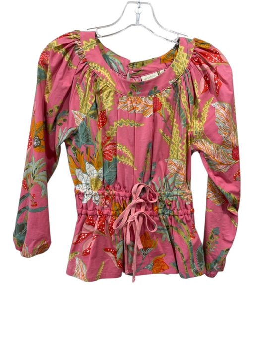 Spartina Size XS Pink, Green, Red Cotton Floral Long Balloon Sleeve Top Pink, Green, Red / XS