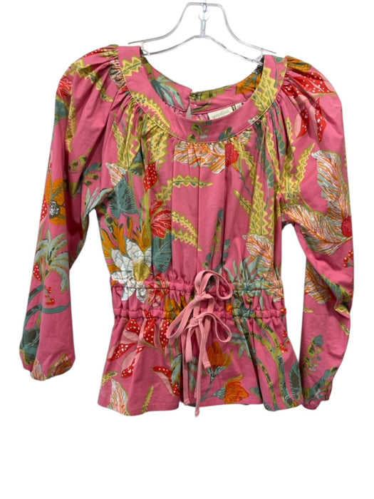 Spartina Size XS Pink, Green, Red Cotton Floral Long Balloon Sleeve Top Pink, Green, Red / XS