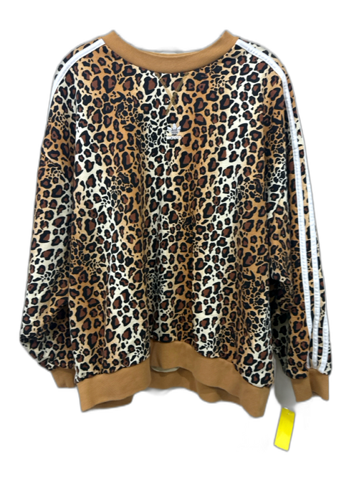 Adidas Size M Tan & black Cotton Leopard Print Oversized Sweatshirt Tan & black / M