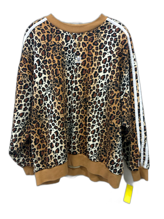 Adidas Size M Tan & black Cotton Leopard Print Oversized Sweatshirt Tan & black / M