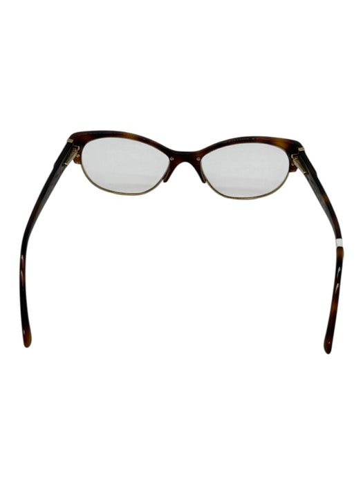 Chanel Brown & Gold Acetate Goldtone Trim Tortoiseshell CC Logo Glasses Brown & Gold