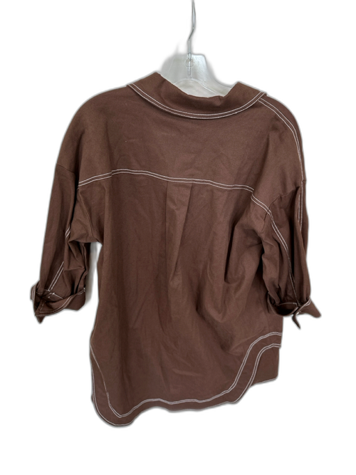 Entro Size Small Brown Cotton & Spandex White Stitch Detail Front Pocket Dress Brown / Small