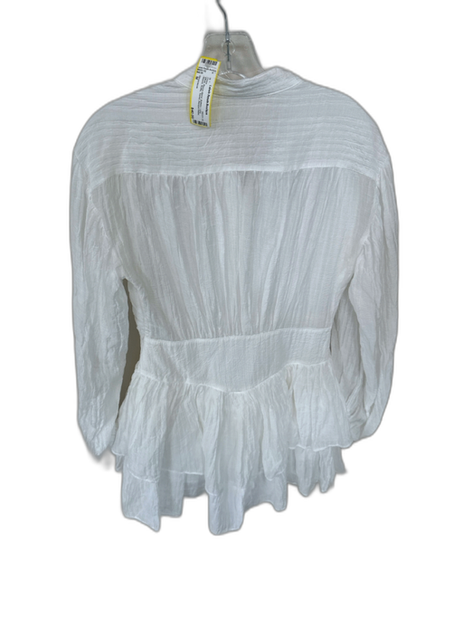 Olivaceous Size M White Rayon Blend Buttons Long Sleeve Ruffle Tiered Dress White / M