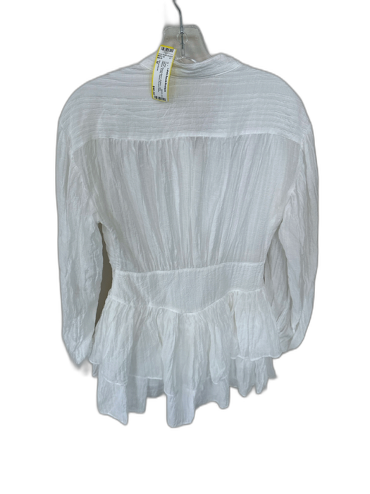 Olivaceous Size M White Rayon Blend Buttons Long Sleeve Ruffle Tiered Dress White / M