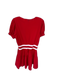 TCEC Size S Red Nylon & Spandex White Stripes Tiered Puff Sleeve Short Dress Red / S