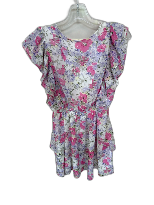 Entro Size S Multi Polyester Floral V Neck Ruffle sleeve Mini Dress Multi / S
