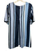 Maeve Size L Blue & White Cotton Striped Short Sleeve Keyhole Back Shift Dress Blue & White / L