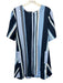 Maeve Size L Blue & White Cotton Striped Short Sleeve Keyhole Back Shift Dress Blue & White / L