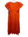 Crosby Size M Orange Cotton Ruffle Cap Sleeve V Neck Midi Pleats Dress Orange / M