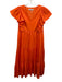 Crosby Size M Orange Cotton Ruffle Cap Sleeve V Neck Midi Pleats Dress Orange / M