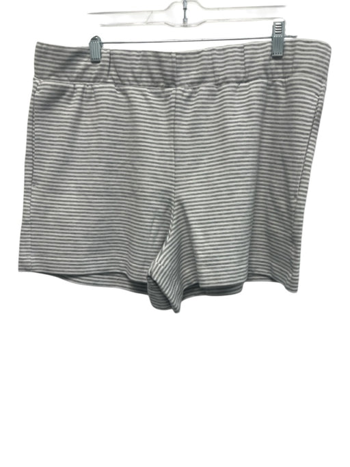 J Crew Size 4 White & Grey Cotton Blend Striped Elastic Waist Shorts White & Grey / 4