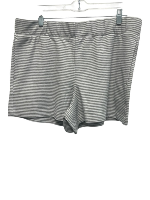 J Crew Size 4 White & Grey Cotton Blend Striped Elastic Waist Shorts White & Grey / 4
