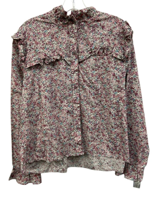 The Shirt Rochelle Behrens Size XL White, Pink & Multi Cotton Button Front Top White, Pink & Multi / XL