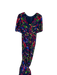 Saloni Size 6 Navy & Multi Silk & Polyester High Neck Floral Puff Sleeve Dress Navy & Multi / 6