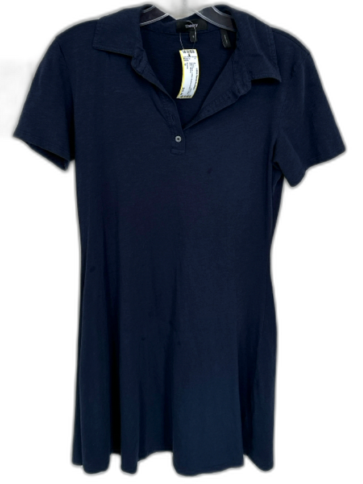 Theory Size S Navy Blue Cotton Quarter Button Collar Mini Dress Navy Blue / S