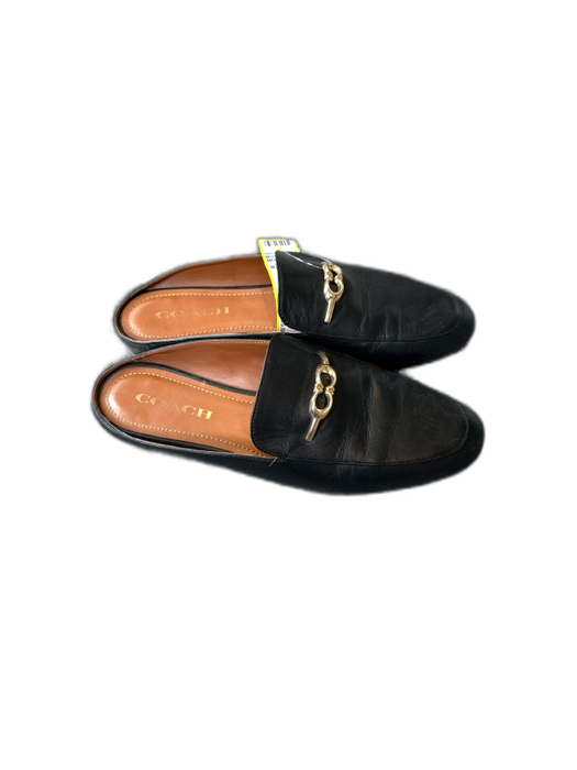 Coach Shoe Size 8 Black Leather Front Buckle Mules Black / 8