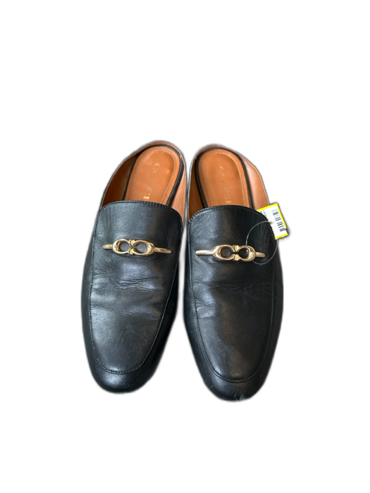 Coach Shoe Size 8 Black Leather Front Buckle Mules Black / 8