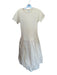 Zara Size L Cream Short Sleeve Ribbed Mixed Media Dress Cream / L
