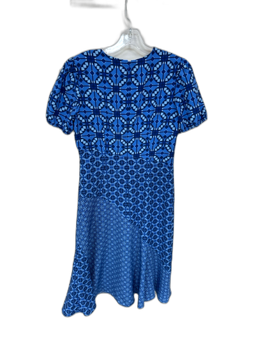 Donna Morgan Size 6 Blue Polyester Mosaic Puff Sleeve Maxi Dress Blue / 6