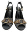Fendi Shoe Size 37 Blue, Brown & Beige Canvas Peep Toe Logo Slingback Pumps Blue, Brown & Beige / 37