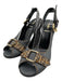 Fendi Shoe Size 37 Blue, Brown & Beige Canvas Peep Toe Logo Slingback Pumps Blue, Brown & Beige / 37