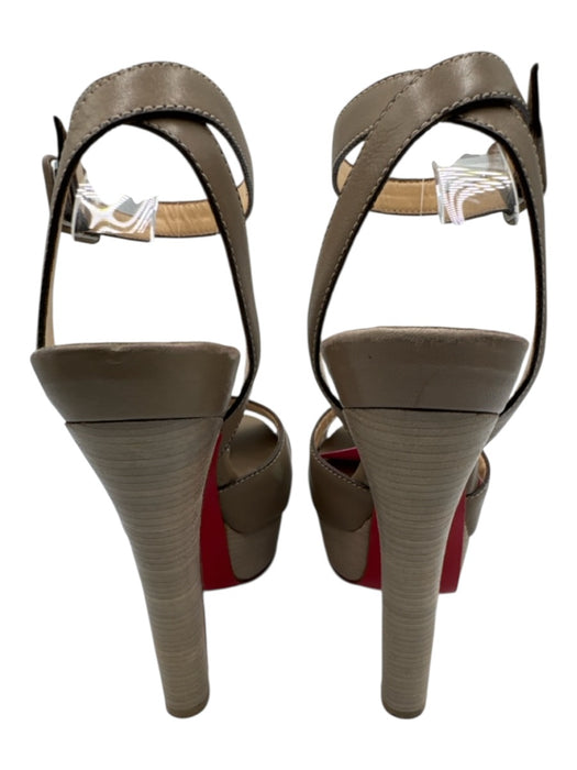 Christian Louboutin Shoe Size 36.5 Gray Leather Criss Cross Peep Toe Sandals Gray / 36.5