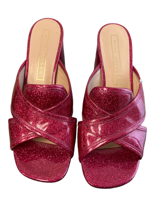 Marc Jacobs Shoe Size 39 Pink Patent Leather Glitter-Embellished Mules Shoes Pink / 39