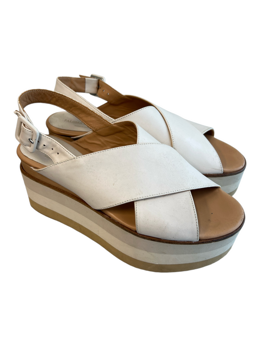 Paloma Barcelo Shoe Size 39 White Leather Criss Cross Buckle Ankle Shoes White / 39