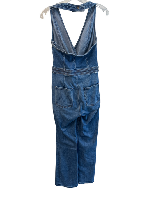 Mother Size 28 Medium Wash Cotton Blend Halter Neck 4 Pocket Belted Jumpsuit Medium Wash / 28
