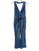 Mother Size 28 Medium Wash Cotton Blend Halter Neck 4 Pocket Belted Jumpsuit Medium Wash / 28