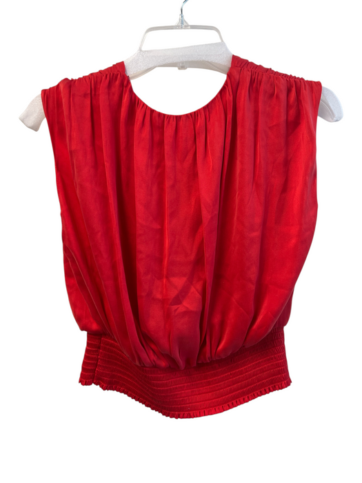 Alice + Olivia Size S Red Silk Blend V Neck Half Button Sleeveless Top Red / S