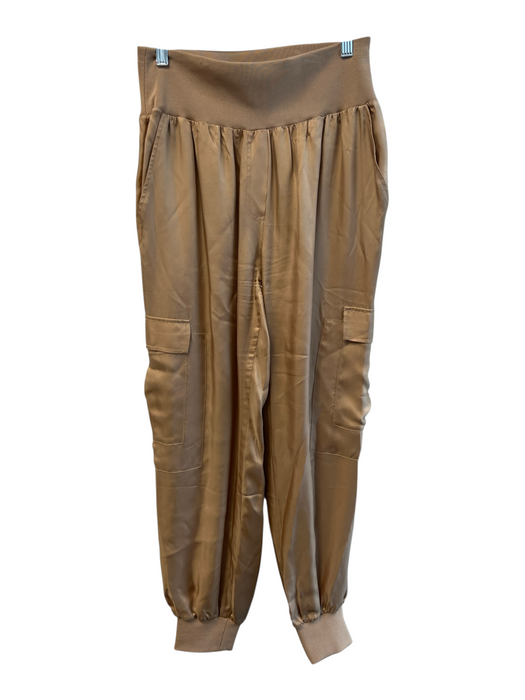 Cinq a Sept Size M Brown Cupro High Rise Elastic Waist Cargo Pockets Pants Brown / M
