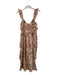 Cleobella Size S Brown & Yellow Cotton Tie V Neck Ruffle Straps Tiered Dress Brown & Yellow / S