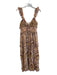 Cleobella Size S Brown & Yellow Cotton Tie V Neck Ruffle Straps Tiered Dress Brown & Yellow / S