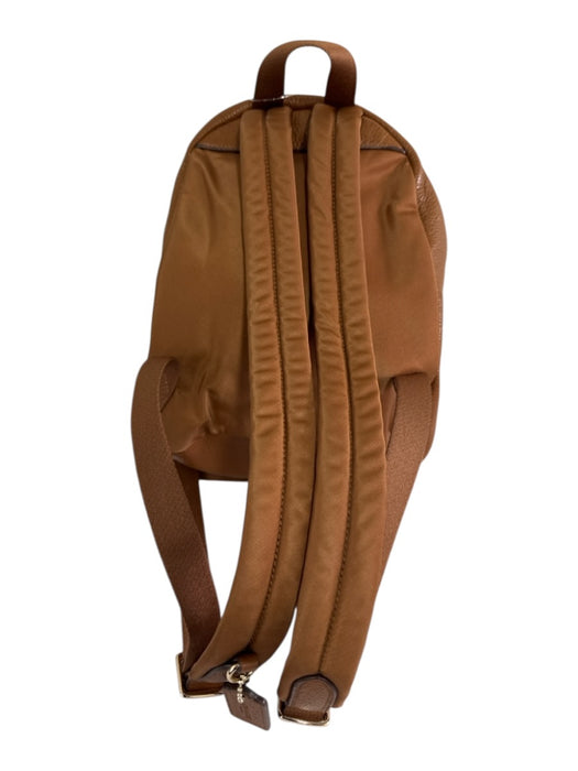 Coach Tan Brown Leather Gold Tone Hardware Zipper Closure Backpack Bag Tan Brown / Mini