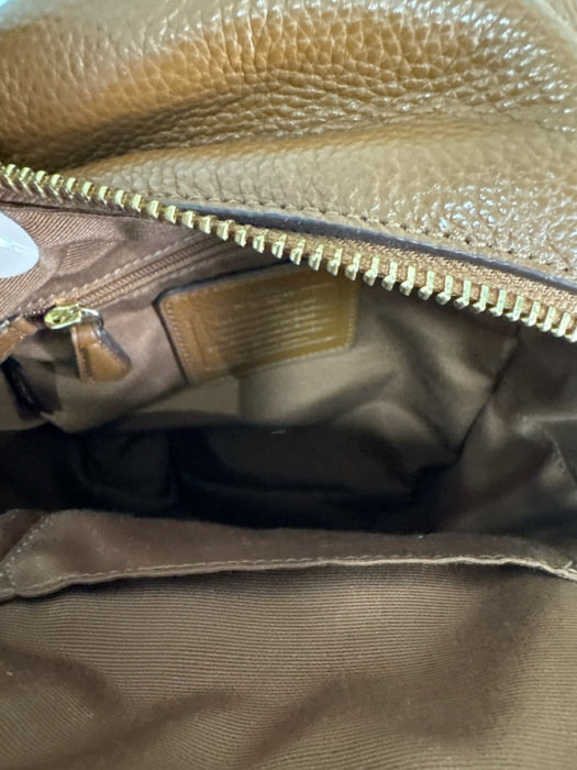 Coach Tan Brown Leather Gold Tone Hardware Zipper Closure Backpack Bag Tan Brown / Mini