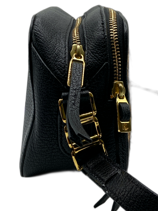 Lauren Ralph Lauren Brown & Black Pony Hair & Leather Crossbody Zip Close Bag Brown & Black