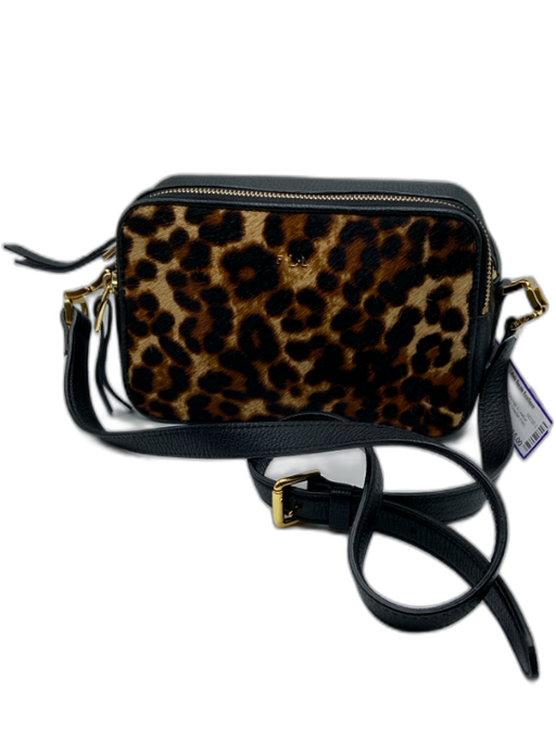 Lauren Ralph Lauren Brown & Black Pony Hair & Leather Crossbody Zip Close Bag Brown & Black