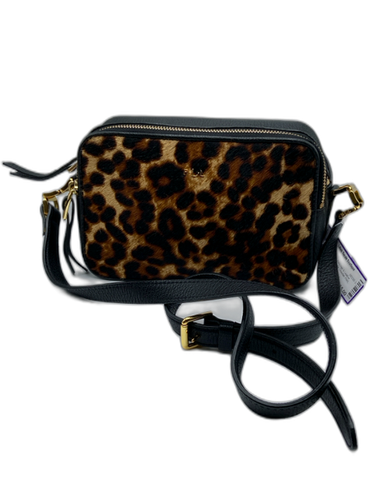 Lauren Ralph Lauren Brown & Black Pony Hair & Leather Crossbody Zip Close Bag Brown & Black