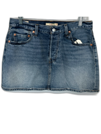 Levi's Size 29 Med Dark Wash Cotton Button Fly Mini Denim Skirt Med Dark Wash / 29