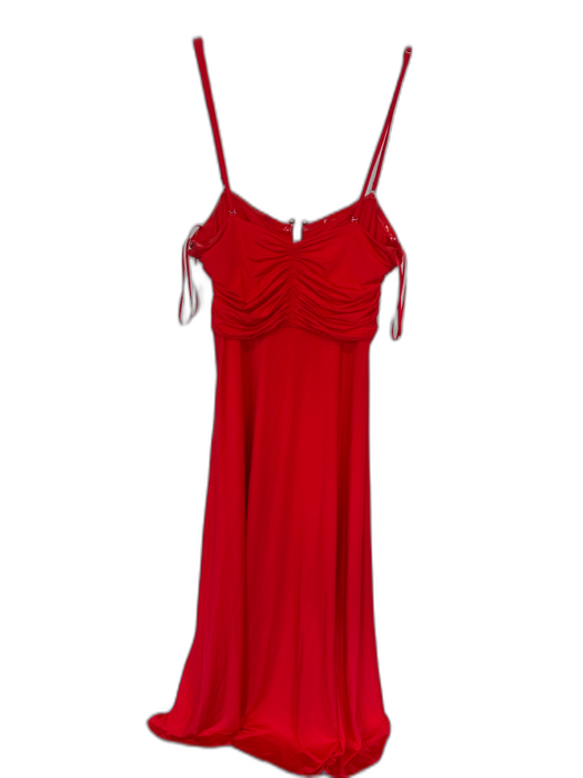 Mariacher Size M Red Spaghetti Strap Gathered Side Side Zip Gown Red / M