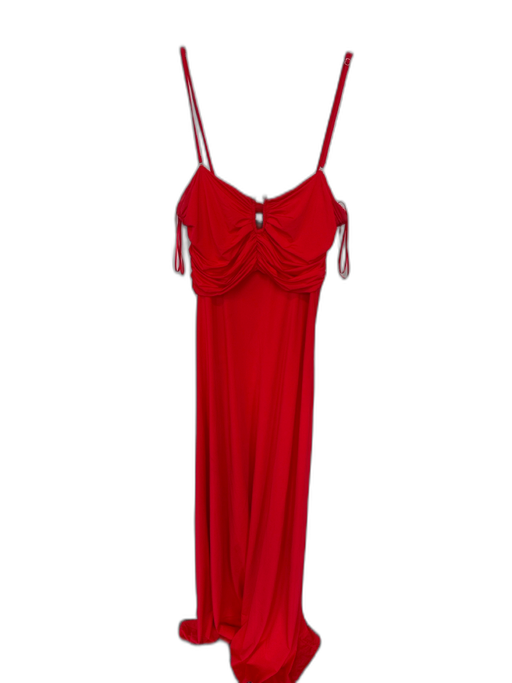 Mariacher Size M Red Spaghetti Strap Gathered Side Side Zip Gown Red / M