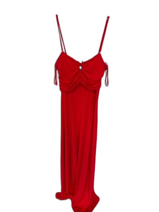 Mariacher Size M Red Spaghetti Strap Gathered Side Side Zip Gown Red / M